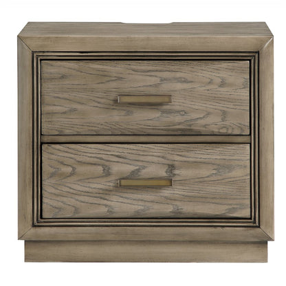 2-Drawer NightstandExpertly crafted from oak veneers, solid Asian hardwoods