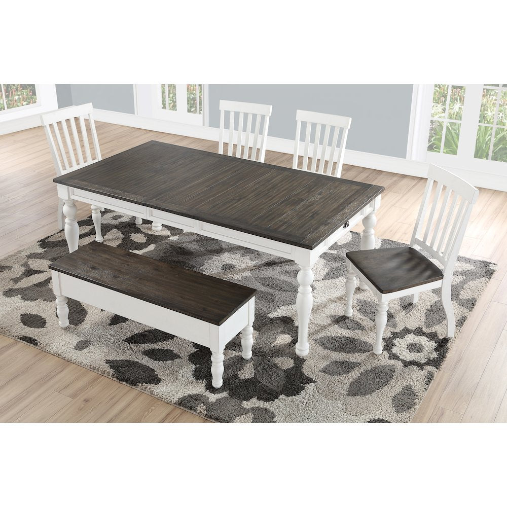 Joanna Two tone 7pc dining w bench