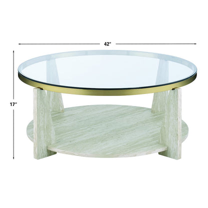 Wanda 3-Piece Glass Top Table Set with Castered Coffee Table