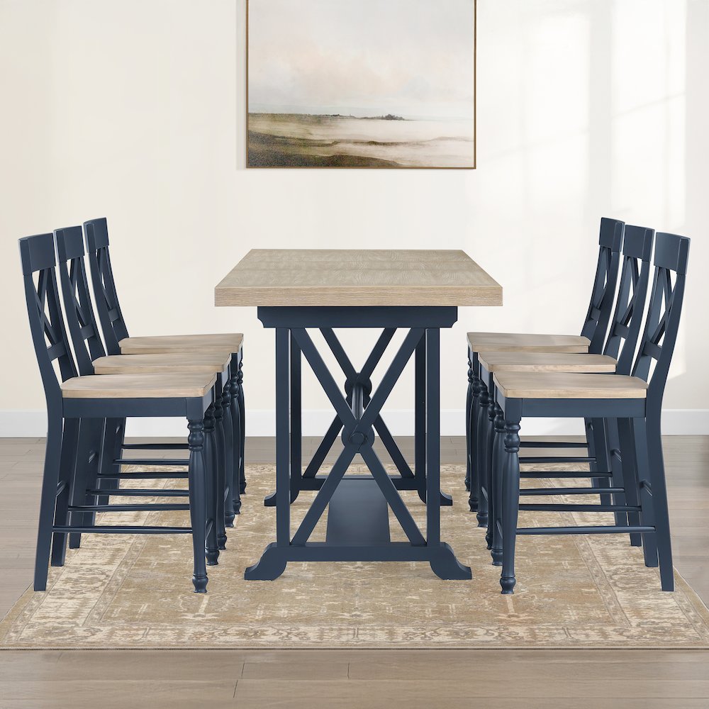 Darcy 7pc Counter Dining Set Blue