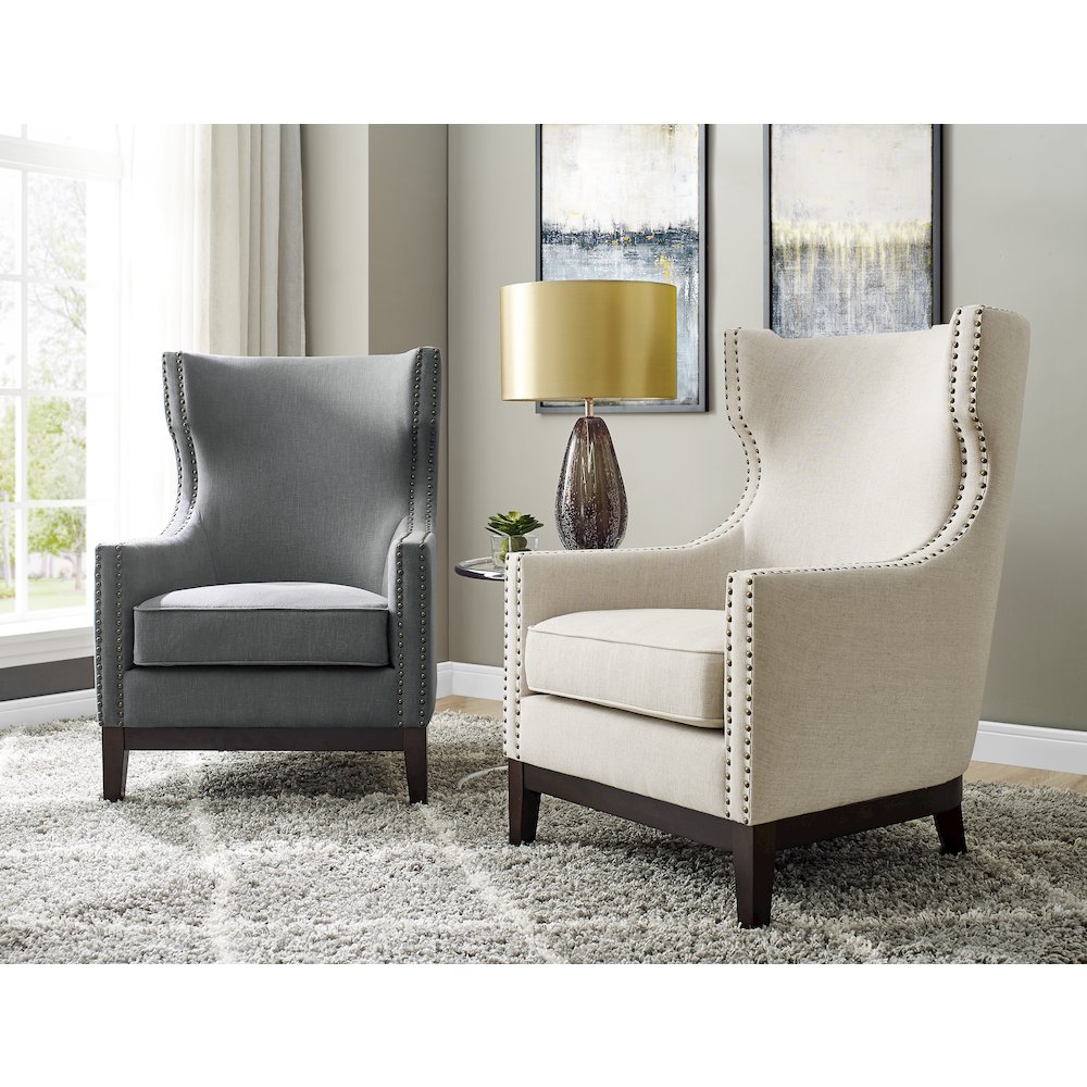Roswell Linen Accent Chair - Beige