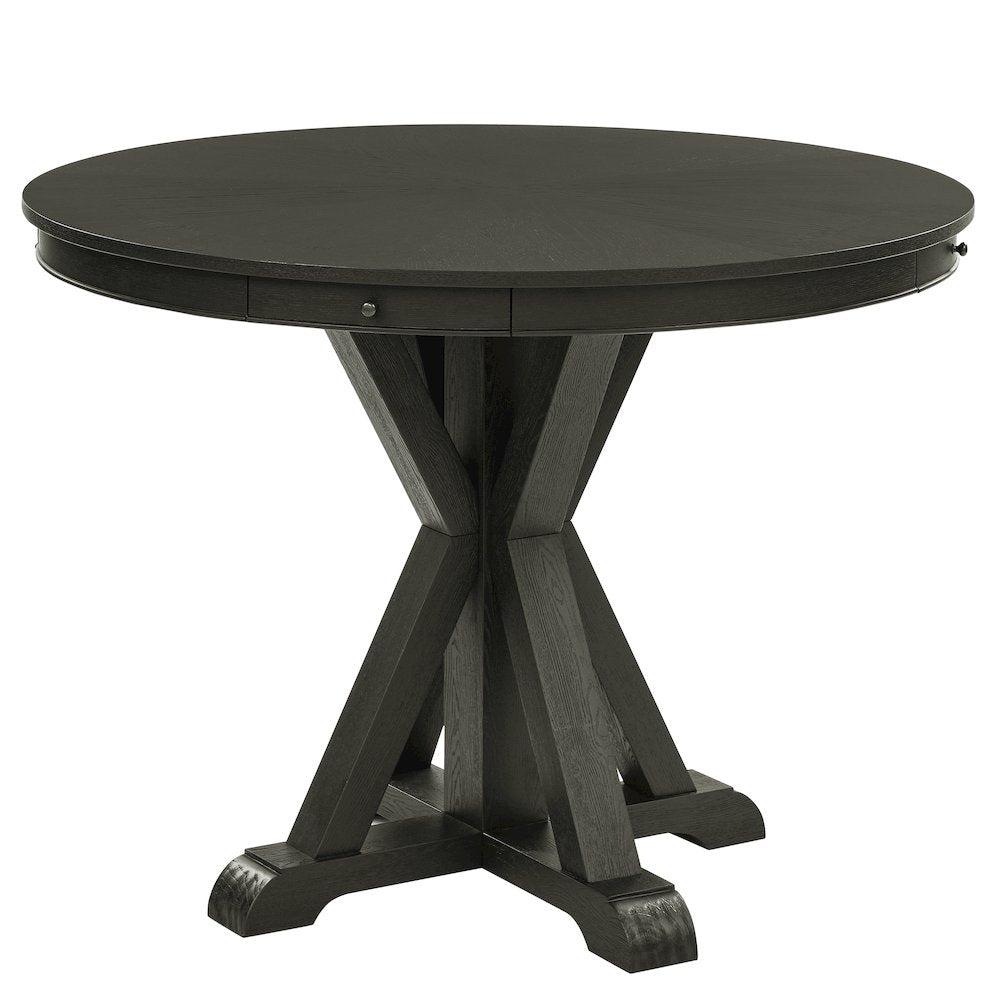 Rylie Counter Table & 4 Swivel Counter Chairs, Black Finish/Sand Vegan Leather