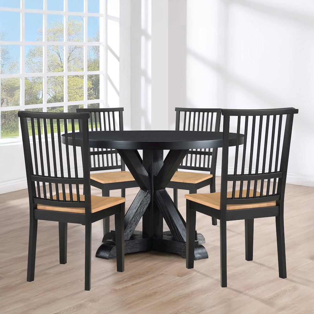 Molly Black 48" Table with 4 Magnolia Chairs