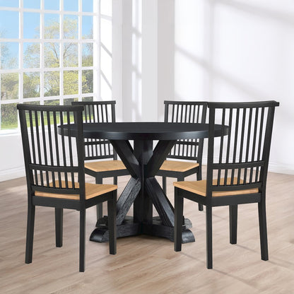 Molly Black 48" Table with 4 Magnolia Chairs