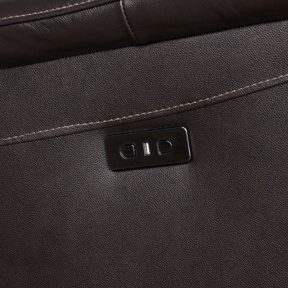 Alexandria 5-Piece Dual-Power Leather Reclining Sectional, Chocolate