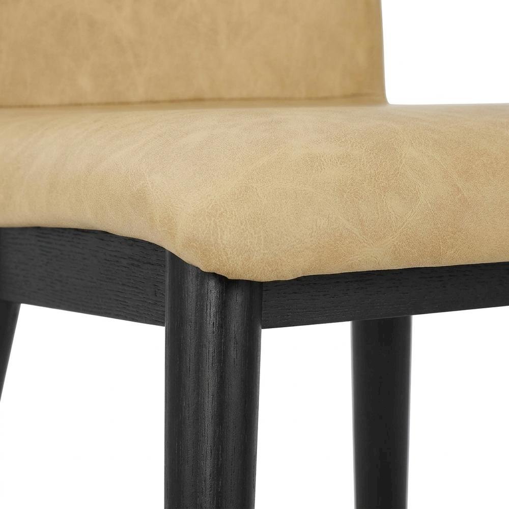 Faux Leather Upholstered Dining Chair with Rubberwood Legs, Brown