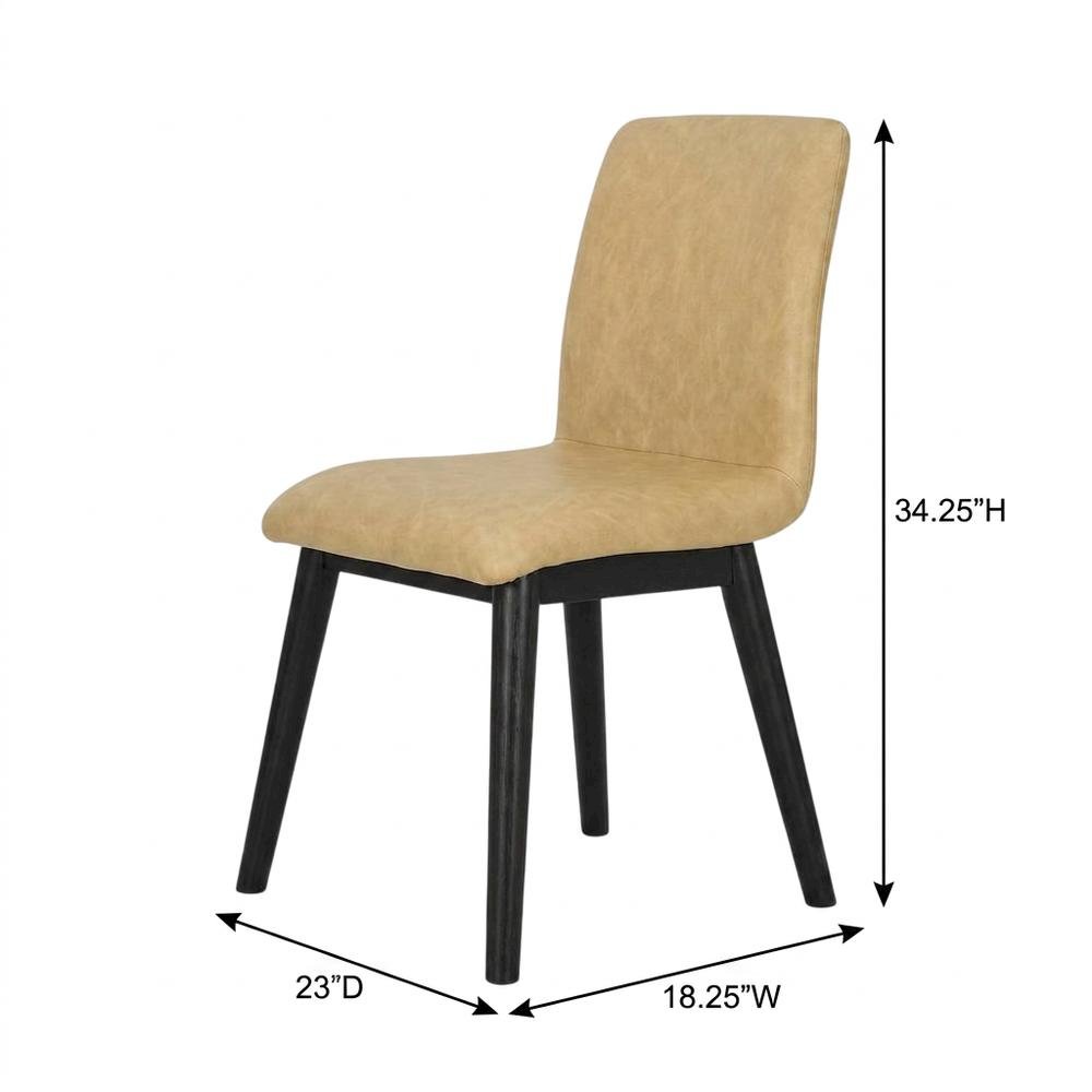 Faux Leather Upholstered Dining Chair with Rubberwood Legs, Brown