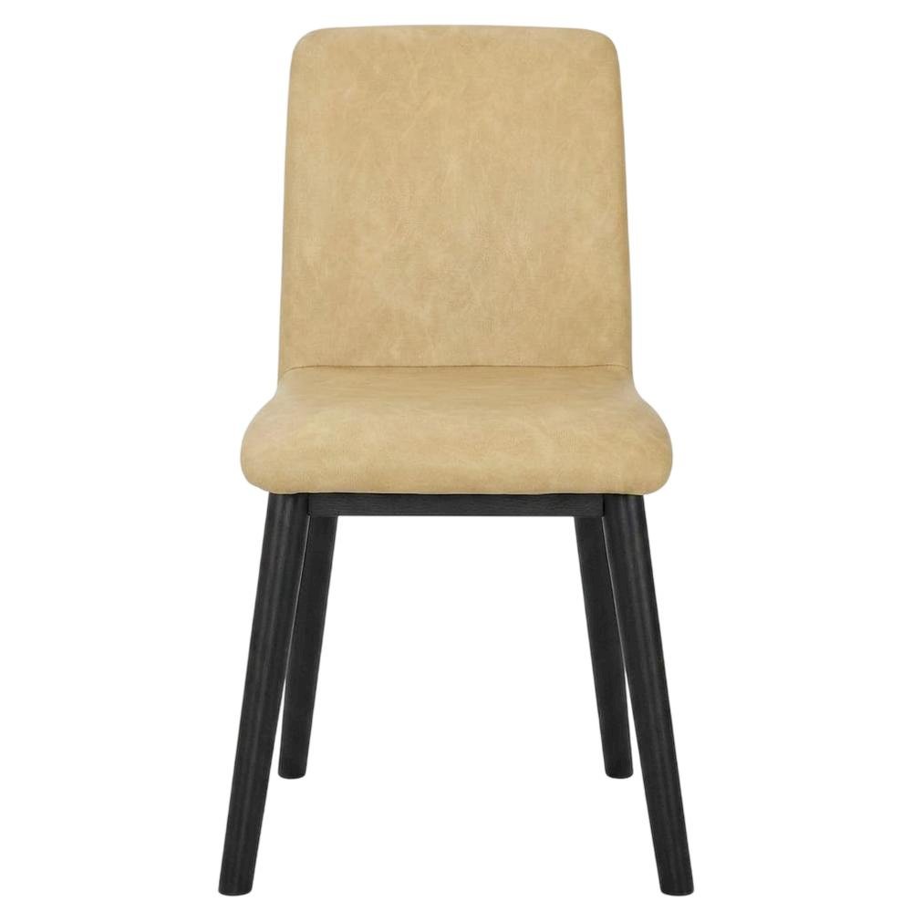 Faux Leather Upholstered Dining Chair with Rubberwood Legs, Brown