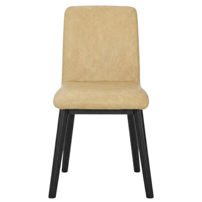 Faux Leather Upholstered Dining Chair with Rubberwood Legs, Brown