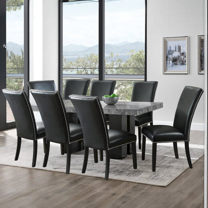 Camila 9PC Rectangle Dining Set Black Chair