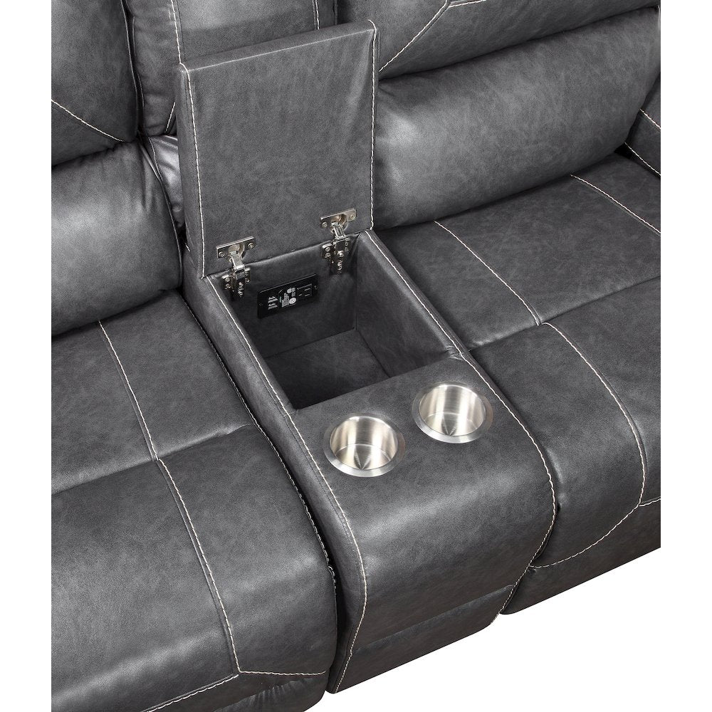 Keily Gray Manual Console Loveseat