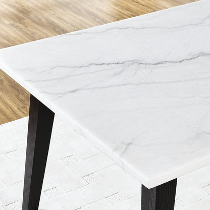 Vida 5-Piece White Marble Dining Set, Black Finish
