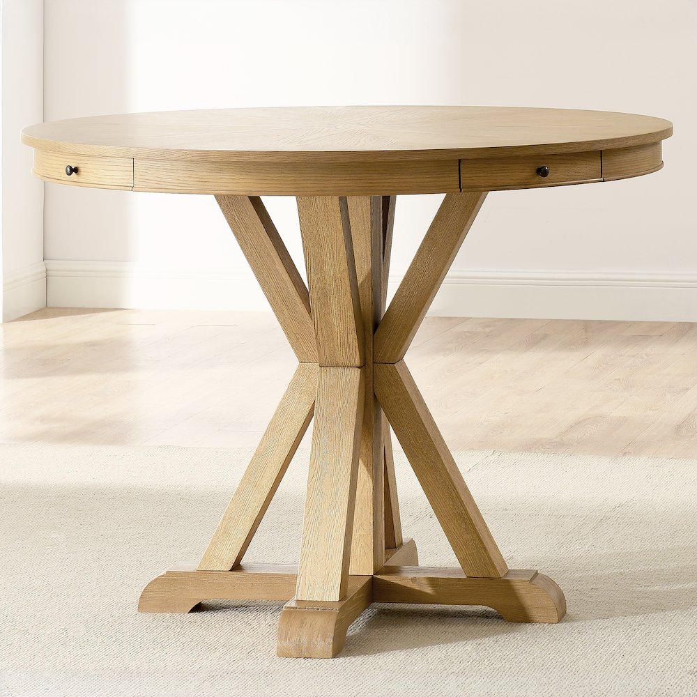 Rylie Counter Table & 4 Swivel Counter Chairs, Natural Finish