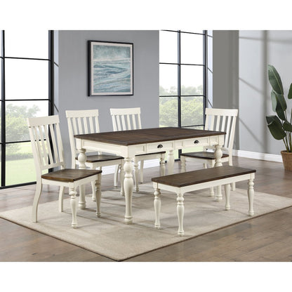 Joanna Two tone 7pc dining w bench