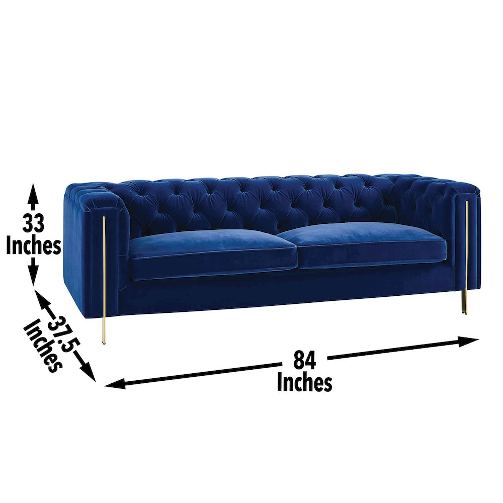 Charlene Blue Velvet Sofa Love 2PC