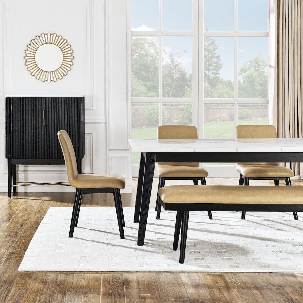 Vida 49″ Sand Vegan Leather Dining Bench