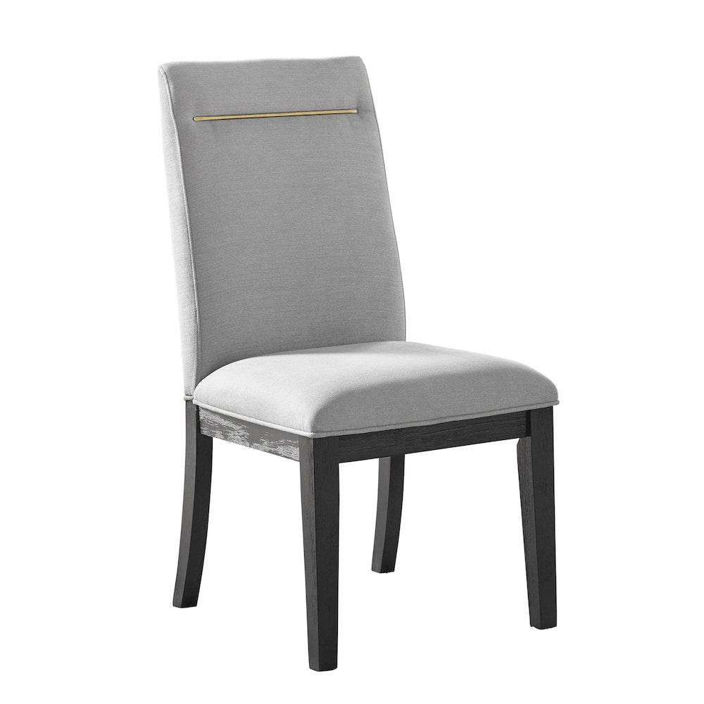 Yves Black Dining Table With 8 Grey Chairs and Server
