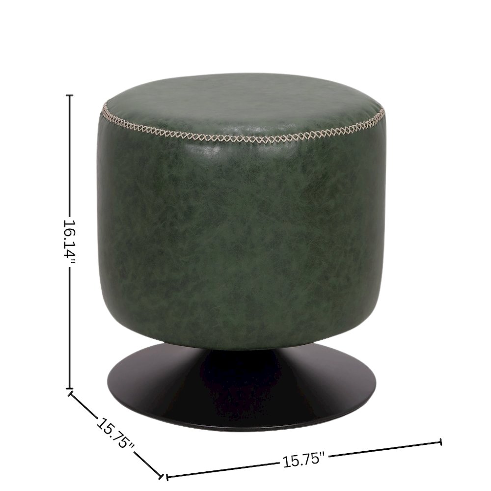 Green Ottoman Foot Rest – Round Ottoman for Living Room with Metal Base