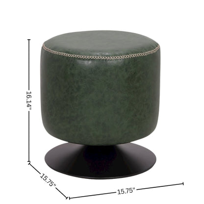 Green Ottoman Foot Rest – Round Ottoman for Living Room with Metal Base
