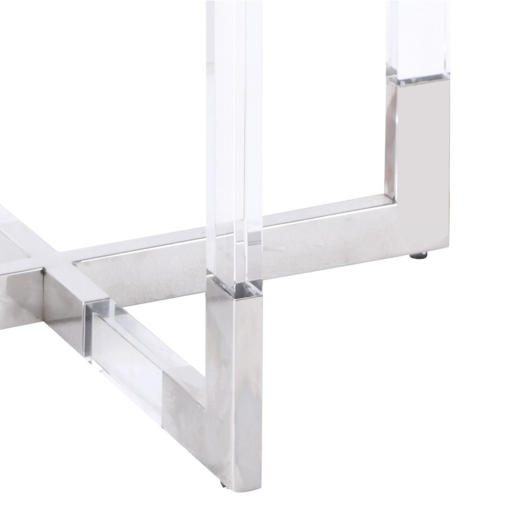 Acrylic Side Table with Glass Top - Modern Glass End Table
