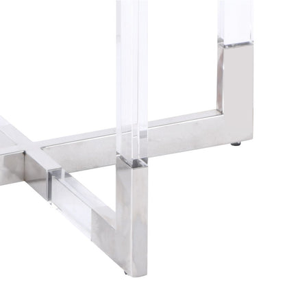 Acrylic Side Table with Glass Top - Modern Glass End Table
