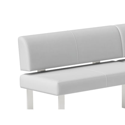 White Faux Leather Corner Dining Table with Kitchen Nook Bench Seating