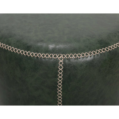 Green Ottoman Foot Rest – Round Ottoman for Living Room with Metal Base
