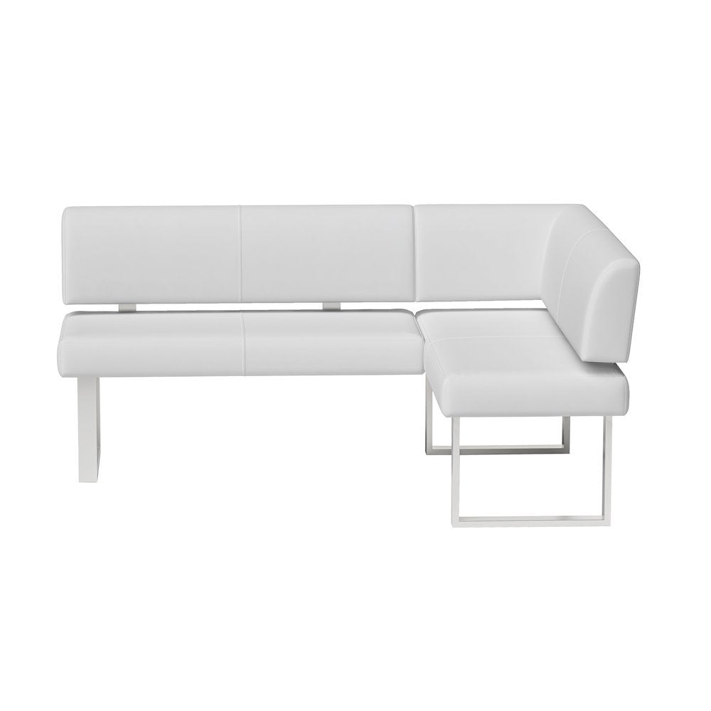 White Faux Leather Corner Dining Table with Kitchen Nook Bench Seating