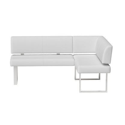 White Faux Leather Corner Dining Table with Kitchen Nook Bench Seating