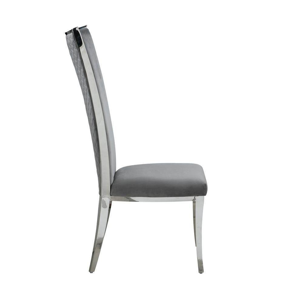 Modern Gray Dining Chair Set of 2 - Upholstered Chair with Stainless Steel Frame