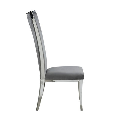 Modern Gray Dining Chair Set of 2 - Upholstered Chair with Stainless Steel Frame