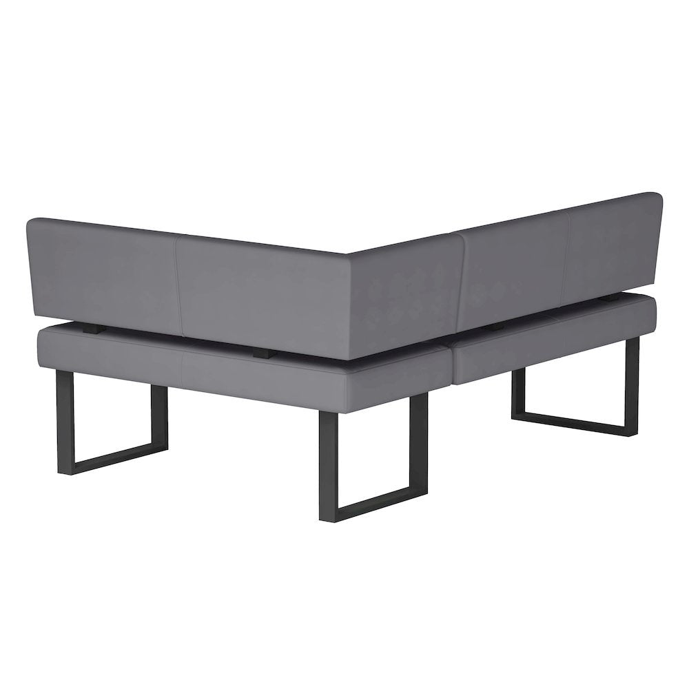 Gray Faux Leather Banquette Seating L Shaped Corner Bench Breakfast Nook