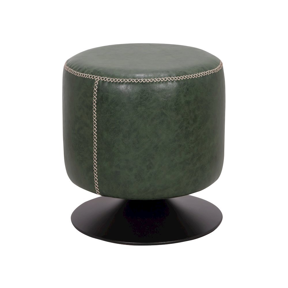 Green Ottoman Foot Rest – Round Ottoman for Living Room with Metal Base