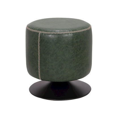 Green Ottoman Foot Rest – Round Ottoman for Living Room with Metal Base