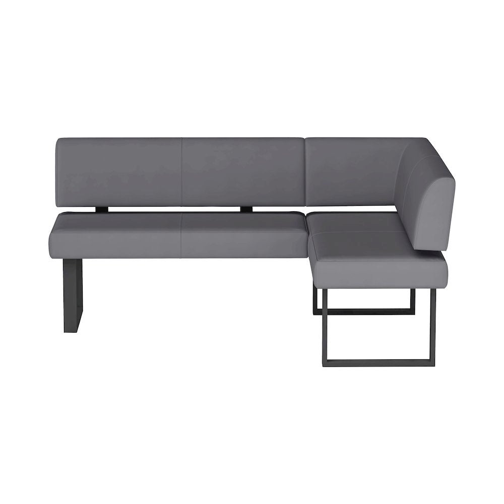 Gray Faux Leather Banquette Seating L Shaped Corner Bench Breakfast Nook