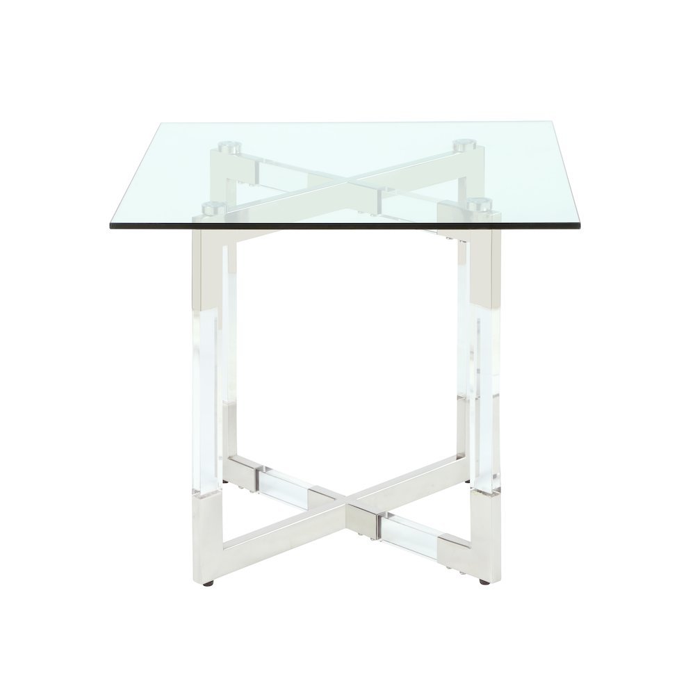 Acrylic Side Table with Glass Top - Modern Glass End Table