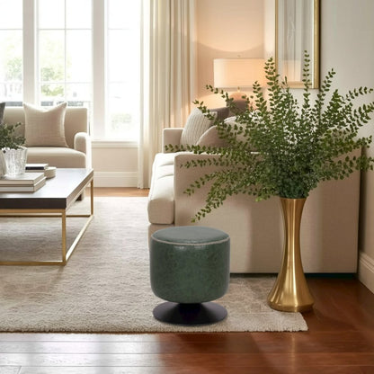 Green Ottoman Foot Rest – Round Ottoman for Living Room with Metal Base