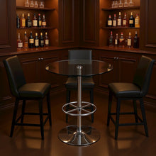 Glass Bar Table with Chrome Base – Counter Height Round Cocktail Table