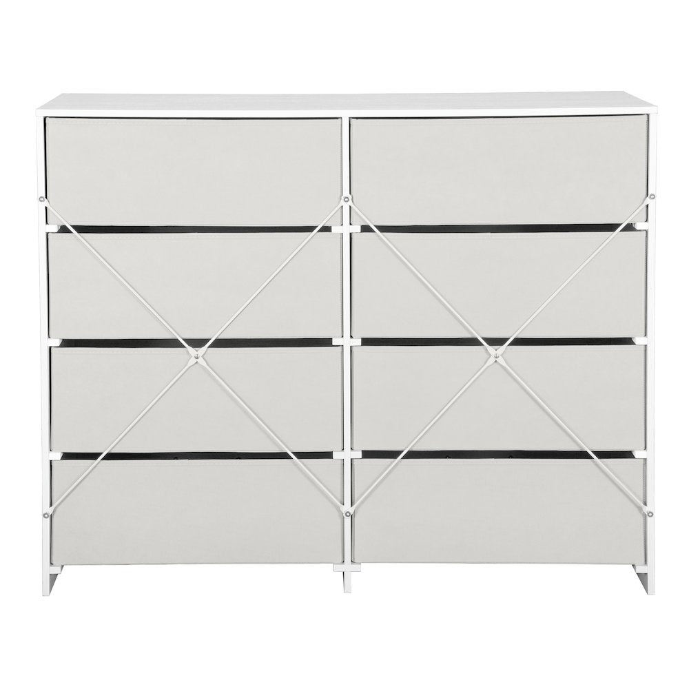 8-Drawer Dresser with Large Fabric Drawers, White