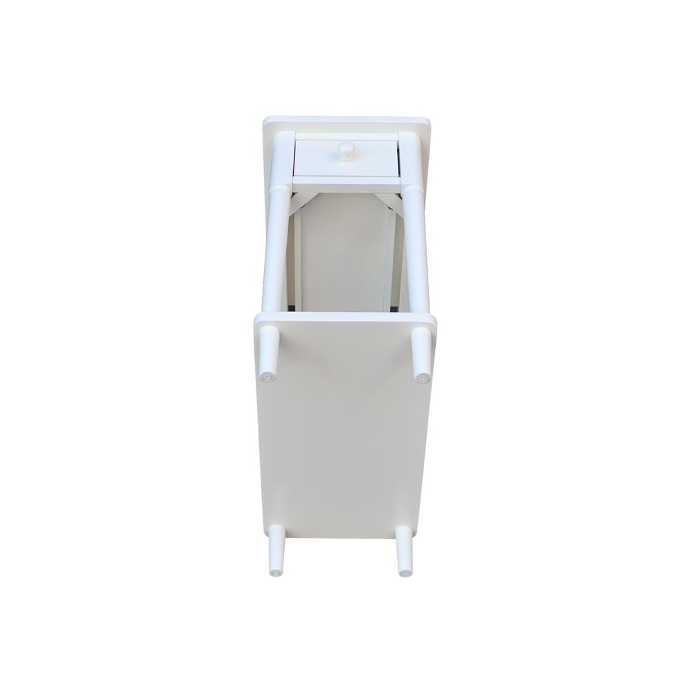 Solid Wood Narrow Side Table in White