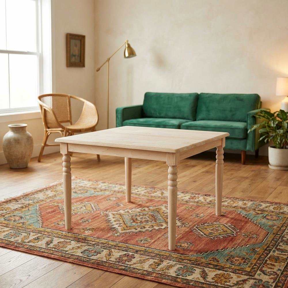 Unfinished Square Coffee Table with Simple Modern Design and Durable Build