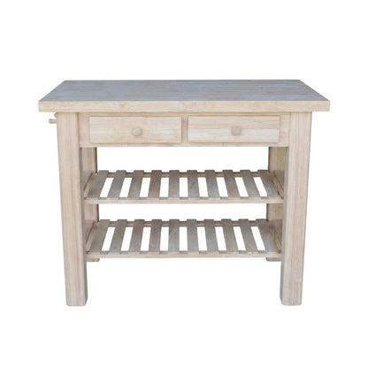 Unfinished Kitchen Island with Wipe-Clean Surface and Spacious Storage