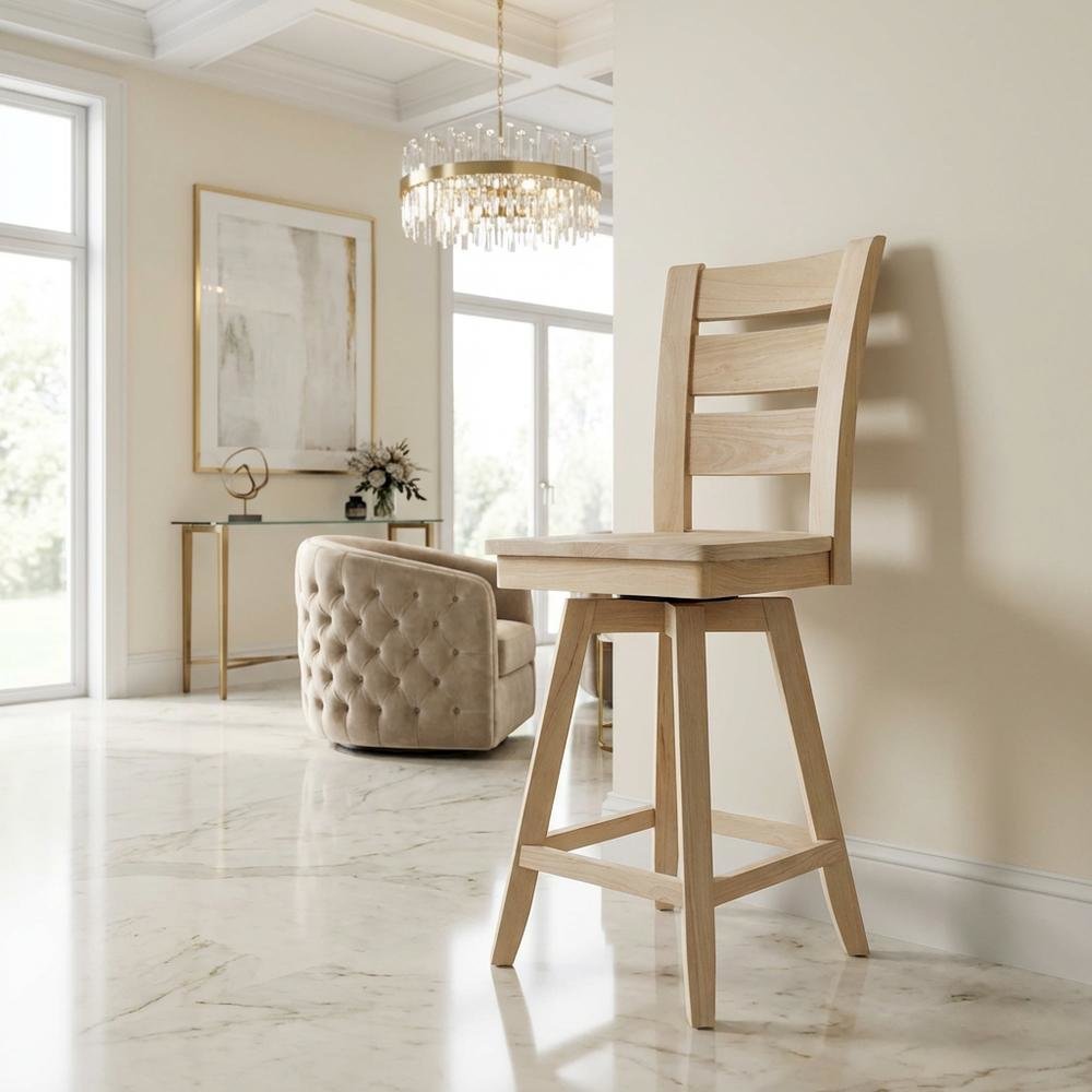 Unfinished Counter Height Stool with Swivel and Auto Return for Kitchen Bar