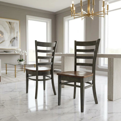 Solid Hardwood Farmhouse Dining Side Chairs, Set of 2