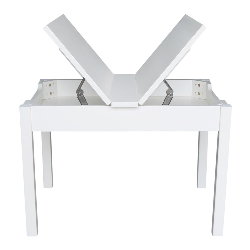 Table With Lift Up Top For Storage, White