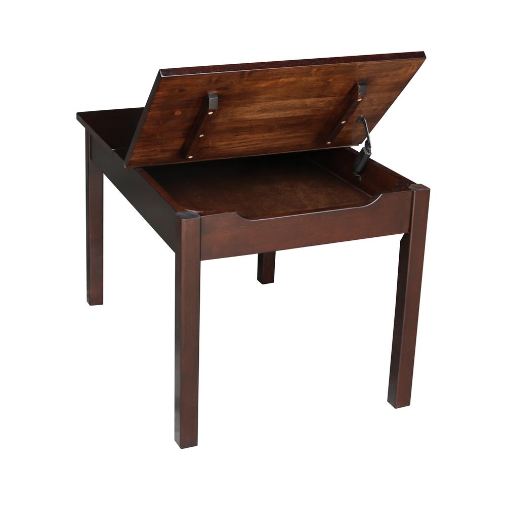 Table With Lift Up Top For Storage, Rich Mocha