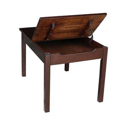 Table With Lift Up Top For Storage, Rich Mocha