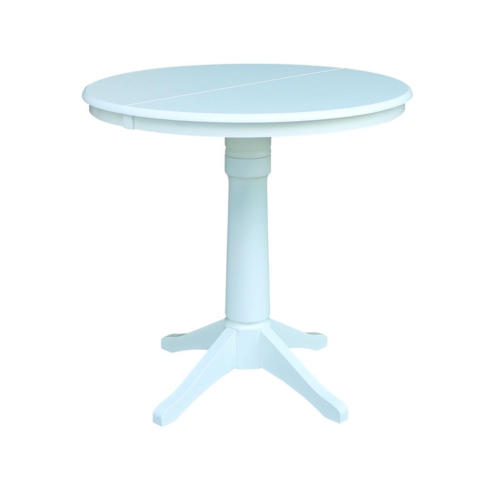 36" Round Top Pedestal Table With 12" Leaf - 28.9"H - Dining Height, White
