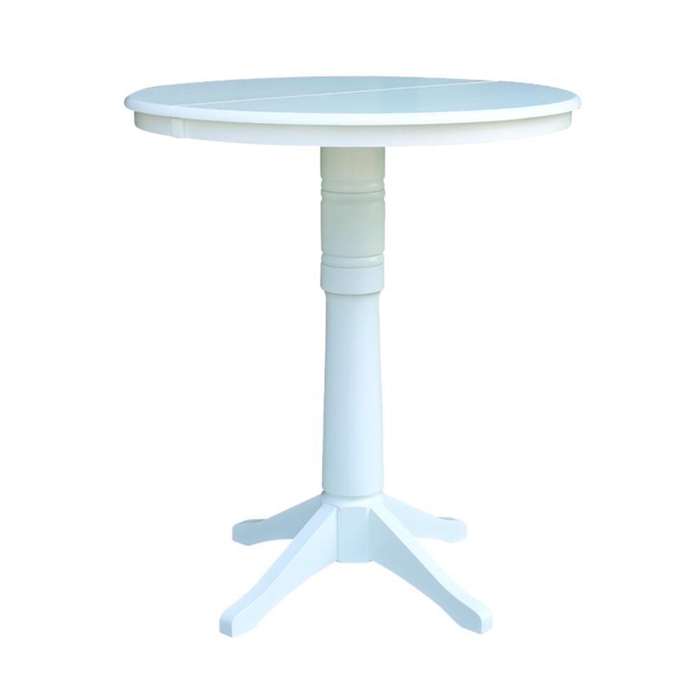 36" Round Top Pedestal Table With 12" Leaf - 28.9"H - Dining Height, White