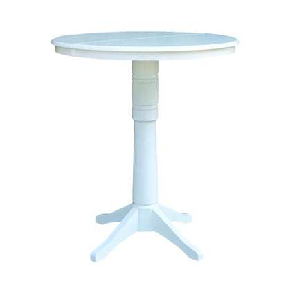 36" Round Top Pedestal Table With 12" Leaf - 28.9"H - Dining Height, White